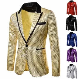 Paillettes Shiny Gold Wedding Men Dr Coat Abiti Slim Fit Single Butt Stage Host Show Blazer Casual Nightclub Suit Jackets i4ZM #