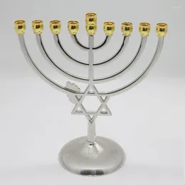 Candle Holders KX4B Hanukkah Menorah Stand Alloy Candelabrum Modern 9 Head Helder