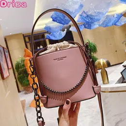 Tasche Driga Weibliche Schulter Messenger Taschen 2024 Mode Eimer Handtaschen Kette Pu Leder Einfarbig String Tragbare