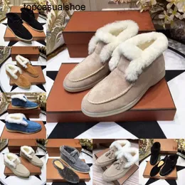 Loro Piano LP Lorospianasl Sneaker Sneaker Sneaker Scarpe da donna Stivali Short Shear Shoe High Top Attrezzi Falti da passeggio Classico Stivali Desert Desert Desert Boots Face