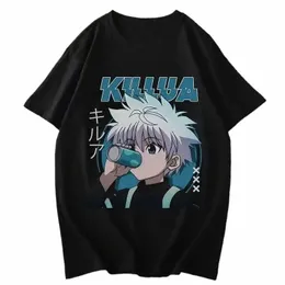 Anime Hunter X Hunter Killua Zoldyck T Shirts Men/Women HXH T-Shirt T-Shirt عرضية Harajuku Streetwear Summer Men Tops D7Ki#