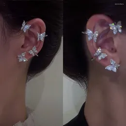 Rücken Ohrringe 2024 Metall Schmetterling Ohr Clips Ohne Piercing Funkelnde Zirkon Manschette Ringe Für Frauen Mode Schmuck Geschenke