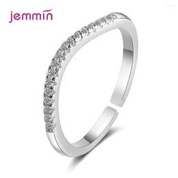 Cluster Rings Real 925 Silver Simple Zircon Opening Ring For Women Genuine Adjustable Wedding Party Gift Anillos