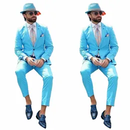 新しいFi Men Tuxedos Notched Lapel Custom Made Suits Beach Dr Up Holiday Party Prom Daily Streetwear Blazer 2 Pieces W2PE＃