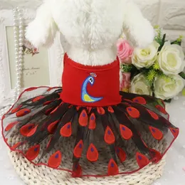 Abbigliamento per cani Pet Summer Pavone Vestito Tutu Puffy Garza Costume da principessa Gonna a pieghe Gilet senza maniche Vestiti Cucciolo Shitzu Accessori