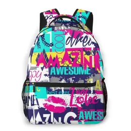 Schultaschen 2021 OLN-Stil Rucksack Junge Teenager Kindergartentasche Abstrakter Slogan und Grunge-Elemente zurück zu 274p