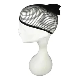 Rede de malha preta feminina, peruca elástica de nylon, forro de extremidade aberta, rede de cabelo curto