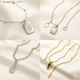 Pendant Necklaces High Quality Pendant Necklace Chain Brand Letter Pendants Fashion Women Gold Silver Stainless Steel Crystal Necklaces Choker Wedding Jewelry Gi