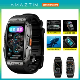 Uhren AMAZTIM TANK X1 Fitness Smartwatch 1,47 Zoll AMOLED AOD Bildschirm 10ATM wasserdichte Uhr Digitale elektronische Smartwatch für Männer Frauen