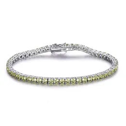 Umcho 925 prata esterlina peridot 2mm pulseira de tênis feminino pulseiras festa presente moda jóias finas 240327