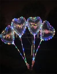 Palloncini Bobo a forma di stella a forma di cuore a forma di cuore d'amore Luci multicolori Palloncino trasparente luminoso con bastone per il festival di nozze di Natale 3138124