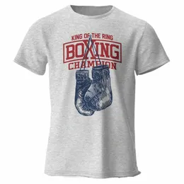 King of the Ring Boxing Champi Tryckt T -shirt för män Kvinnor Vintage Gym Apparel Tops Tees F0ZI#