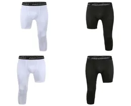 Calças masculinas039s compressão de uma perna 34 capri collants atléticos base de basquete camada4873451