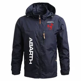 Giacca da uomo militare con cerniera in tinta unita primavera autunno Abarth logo cappotto antivento di alta qualità Giacca con cappuccio da uomo Harajuku C2kC #