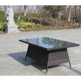 キャンプ家具屋外パティオ長方形のダイニングテーブル透明な和らげられたガラス