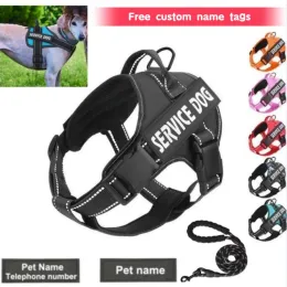 Harnesses Personalized Dog Harness Emotional Support Pet Vest Harness Reflective Breathable and Adjustable NoPull Dog Harness leash set