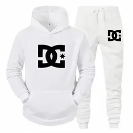 DC Printed Men's New Autumn/Winter Sweter staj na kołnierz z kapturem Kurtka z kapturem i codzienne spodnie dwuczęściowy zestaw B1RJ#