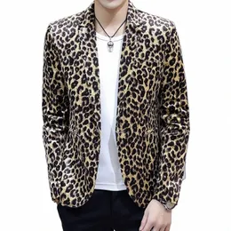 Высококачественный Blazer Men's Leopard Print Elegant Fi Party Shop Premium Simple Busin Casual Gentleman Slim Fit Jacket V2DJ#