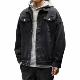 Jeansjacke Herren Frühling und Herbst Neuer Trend Casual Functi Schwarze Jacke Koreanische Versi Japanische Arbeitskleidung Top für Männer M1sg #