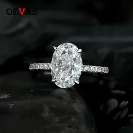 Oevas 100% 925 prata esterlina 812mm oval espumante alto carbono diamante anéis de casamento para mulheres festa jóias finas atacado 240327