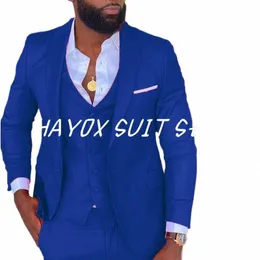2022 Wedding Men's Suits 3 Piece Slim Fit Lapel Costume Homme Busin Formal Ensembles De Blazers Tuxedo A0sN#