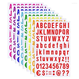Fensteraufkleber, 8 Blatt, selbstklebendes Buchstaben- und Zahlen-Set, wasserfester Briefkastenaufkleber (2,5 cm Farbset)