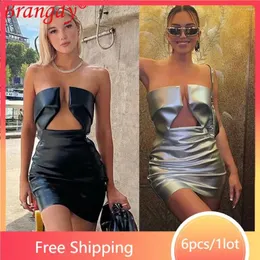 Vestidos casuais 6 pçs sexy corpo cinta vestido para mulheres escritório senhoras mini vestidos moda sem mangas sem costas robe clube streetwear roupas