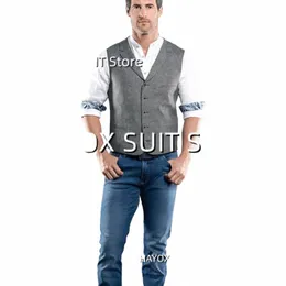 Abito classico da uomo Gilet con risvolto Giacca monopetto con maniche Slim Fit Busin Matrimonio formale Chalecos 03DI #