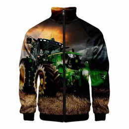 new Tractor Pattern 3D Jacket Men Women Harajuku Hip Hop New Style Hoodies Casual Stand Collar Zipper Sweatshirt 91qv#