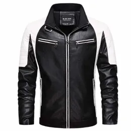 2023 Ny läderjacka Bomber Motorcykeljacka Men Black Biker Pu Baseball Jacket Plus Size 7xl Fi Causal Jaqueta Male M73G#