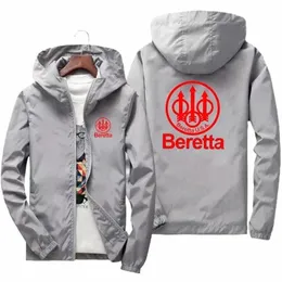 new Spring and Autumn Beretta Firearms Jackets Men Windbreaker Zipper Hooded Jungle Mountain Hunting Style Persality Clothing I3JO#