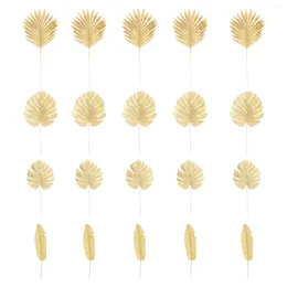 Decorative Flowers 20 Pcs Gold Decor Flower Arrangement Supplies Party Home Decoration Artificial Leaves Picks Simulation Branch Banquet