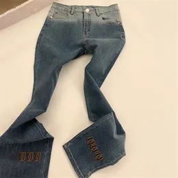 Luxus-Designer-Jeans für Damen, Buchstabe, Blau, Denim-Jeanshose, elegante, lässige, tägliche Damenhose