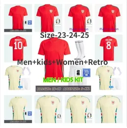 S-4XL 2024 2025 James de futebol de Wales James Bale 23 24 25 Camisas de futebol galesas Johnson N.Williams Rodon T.Roberts Cabango Levitt Moore Thomas Men Kit Kit Jersey