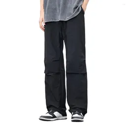 Calças masculinas confortáveis homens sweatpants cordão carga com cintura elástica múltiplos bolsos tecido respirável elegante para diário