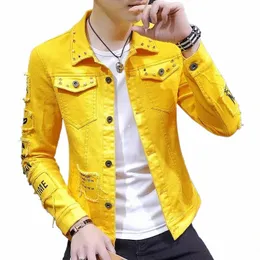 Frühling 2024 Neue gebrochene Marke lose beiläufige Denim-Jacke Schwarz Denim-Jacken-Mantel-Männer koreanische FI Herren Anzugjacke Streetwear p99J #