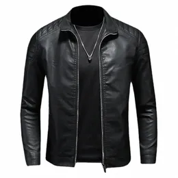 Herren-Motorrad-PU-Lederjacke, Revers, schlankmachend, koreanische Version, Trend, Frühling und Herbst, 4XL 90TF#