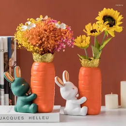 Wazony nowoczesne kreskówkowe marchewkowe wazon streszczenie obce rzemieślnicze dekoracja pulpitowa urocza zwierzęcy pokój dziecięcy