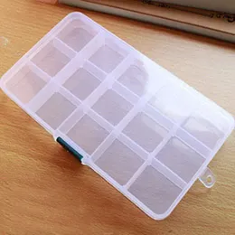 2024 Casella di stoccaggio in plastica Porta del contenitore Punte di gioielli Suggerimenti per chiodo art 15 Grids Organizzatore Makeup Box2.per organizzatore di consigli per le nail art di gioielli