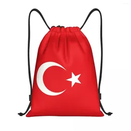 Sacos de compras Bandeira da Turquia Cordão Homens Mulheres Dobrável Ginásio Esportes Sackpack Patriotismo Treinamento Armazenamento Mochilas