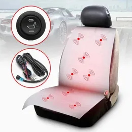 Araba koltuk kapakları 4pcs karbon fiber evrensel kargaşalı ısıtma pedleri 2 kadran 5 dişli koltuklar için ayarlanabilir kış sıcak kapağı