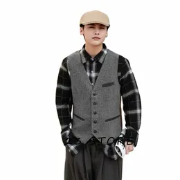 Męski wełniany stały kolor kamizelki busin kamizelki kamizelki męskie kamizelki steampunk kamizelki dla kobiet formalne mężczyznę ambo wang gothic Chaleco Waistcoat t4ze#