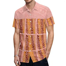 Camisas casuais masculinas atacado logotipo personalizado micronésia botão camisa polinésia tonga praia tribal para homens topo