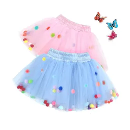 FocusNorm 0-6Y Summer Princess Kids Girls Tutu Skirts 2色ハイウエストレインボーボールレースミニスカート240325