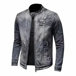 spring New Denim Jacket Men Streetwear Fi Slim Fit Cowboy Outerwear Motocycle Jackets Male Casual Coat Top Chaquetas Hombre 807Q#