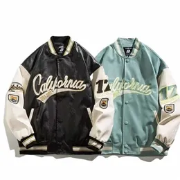 Uniforme de beisebol feminino masculino jaqueta bordada rua hip hop roupas pu couro bomber esporte harajuku fi solto novo sty c1h4 #