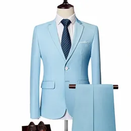 Jacka+byxor 2024 Senaste män Suit Set Formal Blazers Slim Fit Busin Tuxedo 2 PCS Suit Groom's Wedding Dr Man Suit S-6XL R20F#