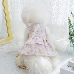 Abbigliamento per cani Abiti fiori frantumati Cucciolo Abito da principessa floreale Elasticità Elegante gonna per gatti Costume da compagnia per l'uso quotidiano