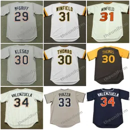 Erkekler 1974'S-2007 San Diego #28 TOLAN FRED MCGRIFF DERREL Thomas Ryan Klesko Dave Winfield Mike Piazza Fernando Valenzuela Tutkunma Beyzbol Forması S-5XL