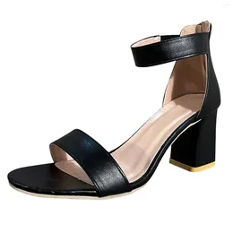 Женские сандалии, коллекция 2024 года, обувь на толстом каблуке со шнурком из одного слова, женские средние женские туфли Zapatos Mujer